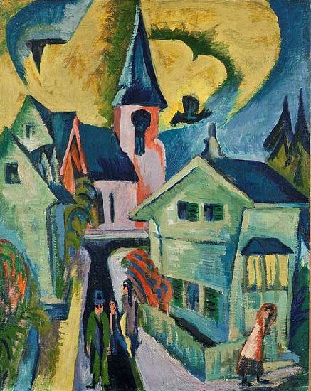Ernst Ludwig Kirchner Konigstein with red church Sweden oil painting art